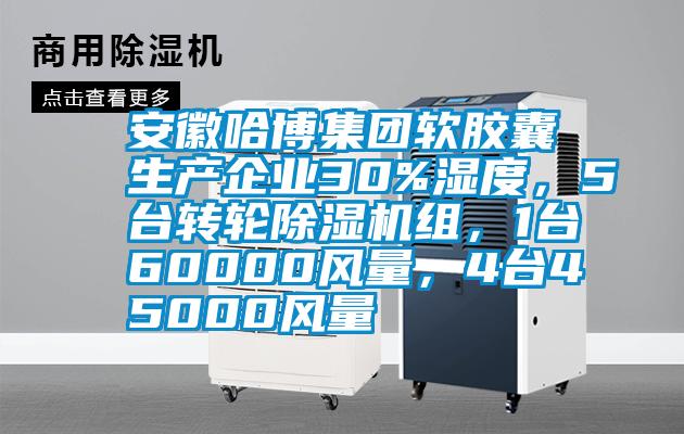 安徽哈博集團軟膠囊生產(chǎn)企業(yè)30%濕度，5臺轉(zhuǎn)輪除濕機組，1臺60000風量，4臺45000風量